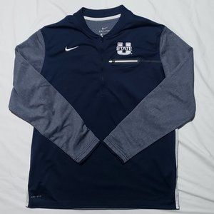 NIKE UTAH STATE AGGIES SIDELINE PULLOVER LARGE NAVY EUC